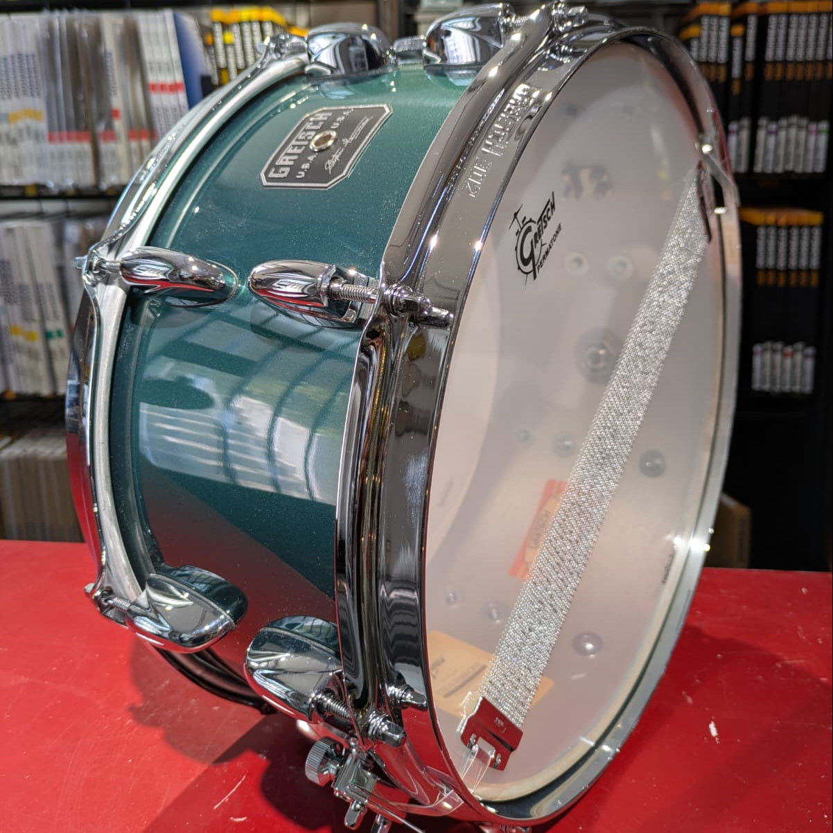 rullante 14x6,5 gretsch signature Steve Ferrone fusto 3 strati acero-pioppo finitura gloss green modello GAS6514-SF