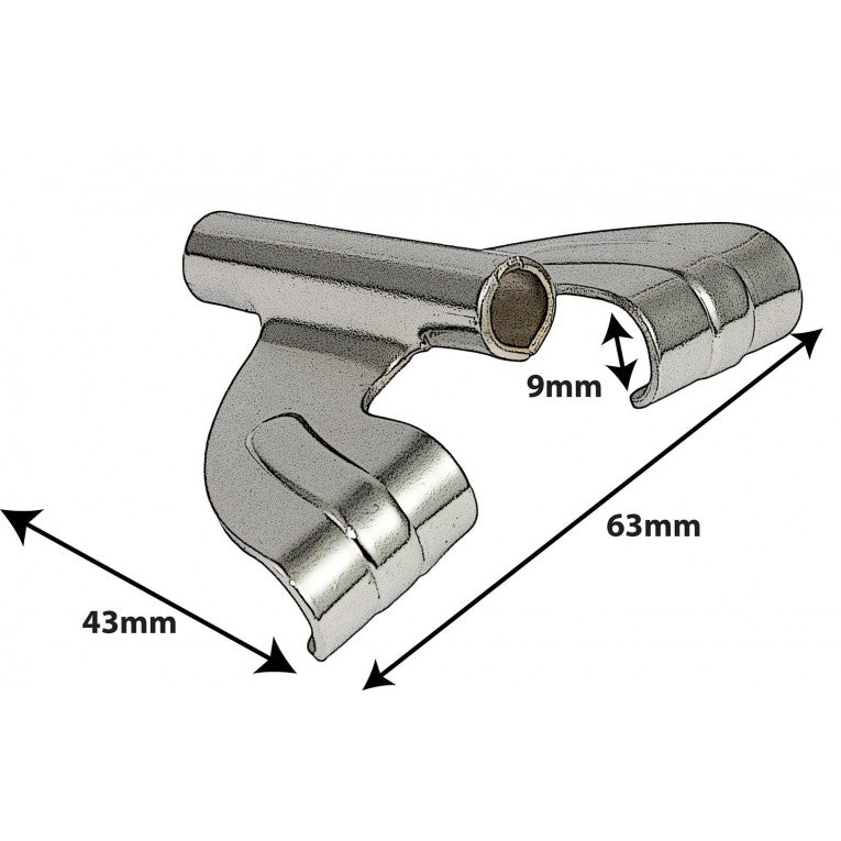 graffa cassa vbv classic vintage - pezzo singolo - bass drum hoop claw hook - chrome
technical specifications:
- width:63mm
- depth: 43mm