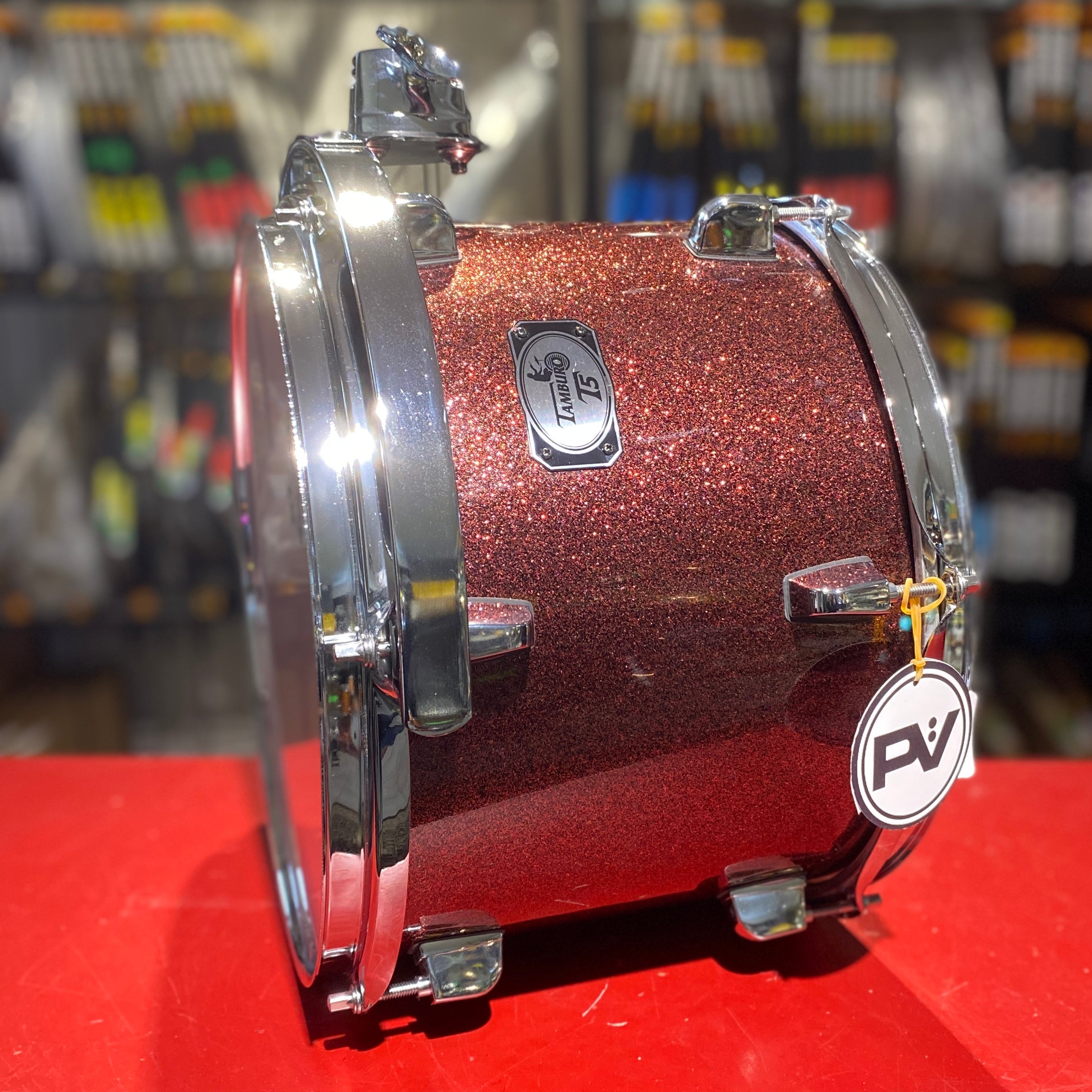 batteria tamburo T5 Red sparkle cassa 22" completa di hardware e piatti 10 12 14